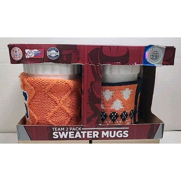 New NCAA Syracuse Orangemen Set Of 2 Coffee Mugs W/Logo Sweaters 14oz - Picture 3 of 6
